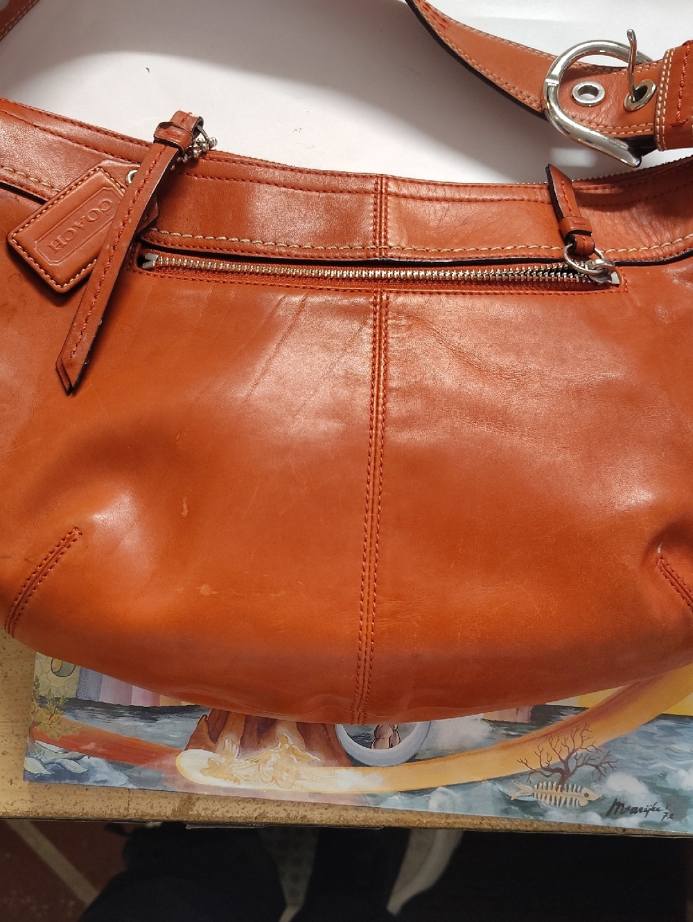 Coach Burnt Orange Leather Shoulder Hobo